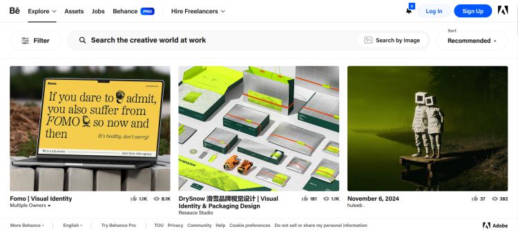 Behance یکی از بهترین سایتهای طراحی سایت